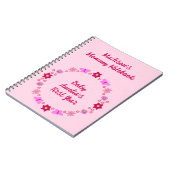 ピンクの赤ちゃん女の子の蝶と花新しい母 ノートブック (左側)