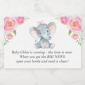 ピンクの赤ちゃん女の子シャワー振りかけるミニワインを好む スパークリングワインラベル (シングルラベル)