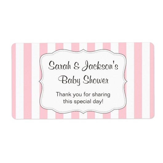 ピンクの赤ちゃん感謝していのシャワーあなたが水のボトルのラップを好む ラベル (正面)