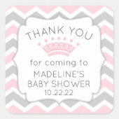 ピンクの赤ちゃん感謝していシャワーお気に入りステッカー スクエアシール (正面)