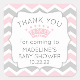ピンクの赤ちゃん感謝していシャワーお気に入りステッカー スクエアシール