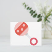 ピンクの赤ちゃん用ラトル ポストカード (スタンド正面)