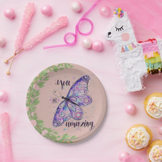 ピンクの赤ちゃん結婚シャワーのプレーンカスタム紙プレート ペーパープレート (パーティー)