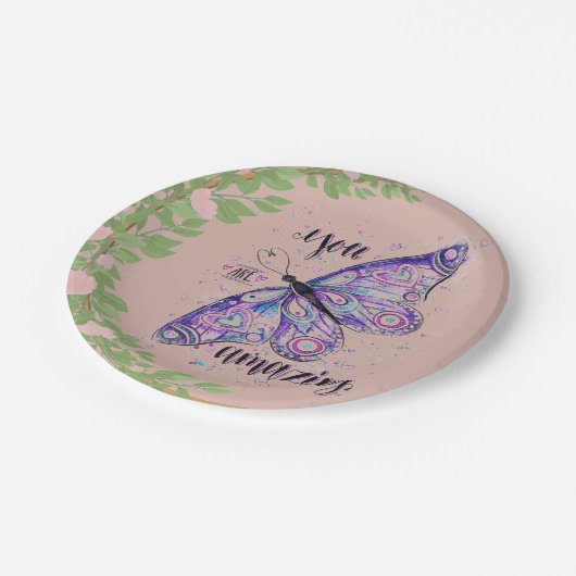 ピンクの赤ちゃん結婚シャワーのプレーンカスタム紙プレート ペーパープレート (アングル)