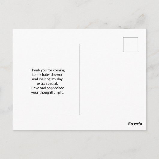 ピンクの赤ちゃん象とバラのフレーム サンクス ポストカード (裏面)