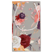 ピンクの赤と紫のバラの花柄 スモールペーパーバッグ (裏面)