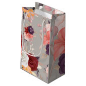 ピンクの赤と紫のバラの花柄 スモールペーパーバッグ (裏面アングル)