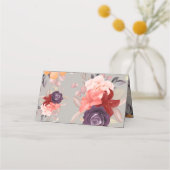 ピンクの赤と紫のバラの花柄 プレイスカード (裏面)