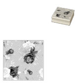 ピンクの赤と紫のバラの花柄 ラバースタンプ (押印)