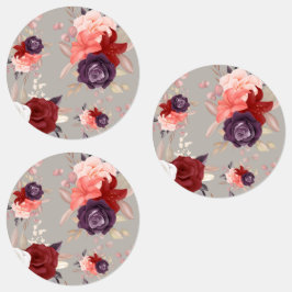 ピンクの赤と紫のバラの花柄 ラベル