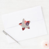 ピンクの赤と紫のバラの花柄 星シール (封筒)