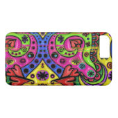 ピンクの赤と緑のハート星と花 Case-Mate iPhoneケース (裏面(横))