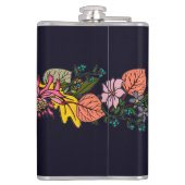 ピンクの赤と黄色のアスターの花の黒板 フラスク (裏面)