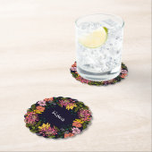 ピンクの赤と黄色のアスター花リースチョークボード ペーパーコースター (インサイチュ)