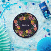 ピンクの赤と黄色のアスター花リースチョークボード ペーパープレート (パーティー)