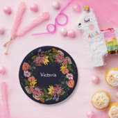 ピンクの赤と黄色のアスター花リースチョークボード ペーパープレート (パーティー)