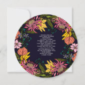 ピンクの赤と黄色のアスター花リースチョークボード 招待状 (裏面)