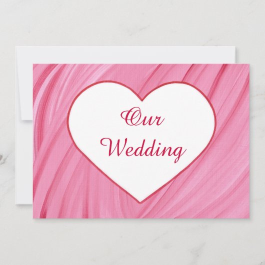 ピンクの赤の白いハートブレンド結婚式招待状 招待状 (正面)