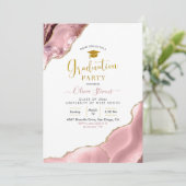 ピンクの赤みとゴールドアゲートの卒業パーティー 招待状 (スタンド正面)