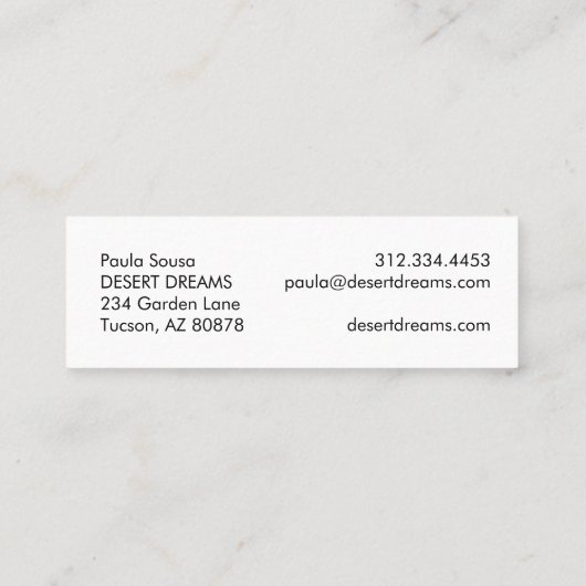 ピンクの赤サボテン花砂漠ガーデンフォトトラベル スキニー名刺 (裏面)