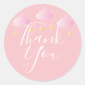 ピンクの赤感謝していちゃんのシャワーがキラキラ ラウンドシール (正面)