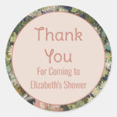 ピンクの赤来ちゃんシャワーの名前ありがとう ラウンドシール (正面)