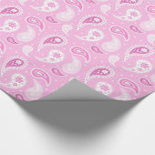 ピンクの赤紫のペイズリーパターン包装紙 ラッピングペーパー (角)