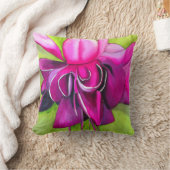 ピンクの赤紫のポップアートの花の水彩画 クッション (ブランケット)