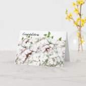 ピンクの赤面と白い花のお祝いカード カード (黄色い花)