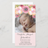 ピンクの赤面のパステル調の花はシャワー感謝していしています サンキューカード (正面/裏面)