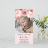 ピンクの赤面のパステル調の花はシャワー感謝していしています サンキューカード (スタンド正面)