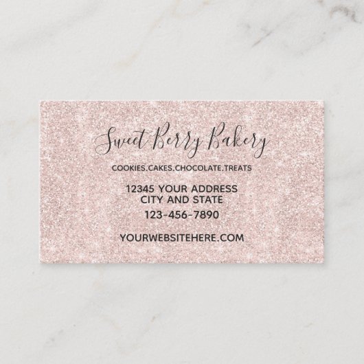 ピンクの赤面のフェイクなグリッターの輝き 名刺 (正面)