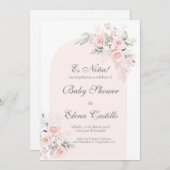 ピンクの赤面のベビーシャワー招待状 招待状 (正面/裏面)