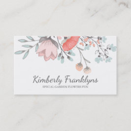ピンクの赤面の花のヴィンテージのお洒落な庭 名刺