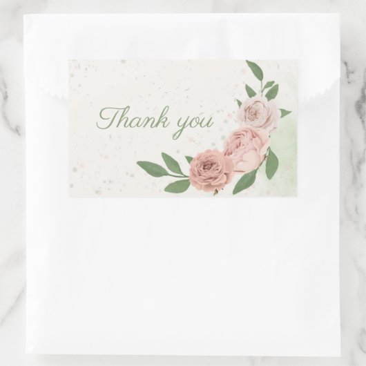 ピンクの赤面の花葉は青感謝していい。 長方形シール (バッグ)