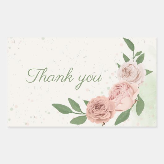 ピンクの赤面の花葉は青感謝していい。 長方形シール (正面)