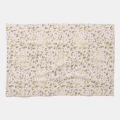 ピンクの赤面の金ゴールドのアニマルプリント キッチンタオル (横)