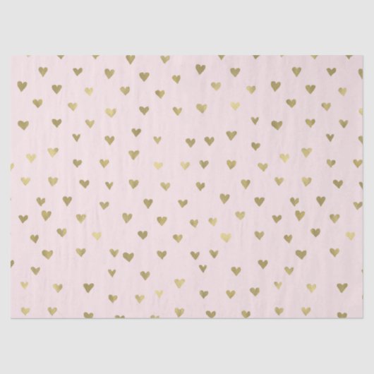 ピンクの赤面の金ゴールドのハート 薄葉紙 (正面)