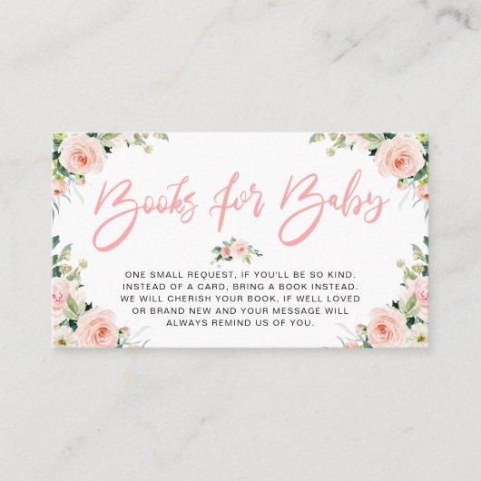 ピンクの赤面は花の本ベビーカードのための咲きます 名刺 (正面)