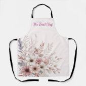 ピンクの赤面を持つBohoフローラ エプロン (正面)