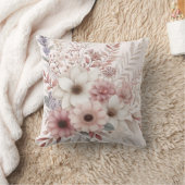 ピンクの赤面を持つBohoフローラ クッション (ブランケット)