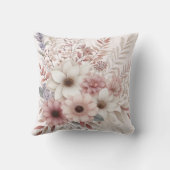 ピンクの赤面を持つBohoフローラ クッション (裏面)
