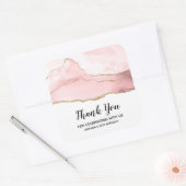 ピンクの赤面アゲートと金ゴールドリボンありがとうパーティー スクエアシール (封筒)