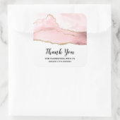 ピンクの赤面アゲートと金ゴールドリボンありがとうパーティー スクエアシール (バッグ)