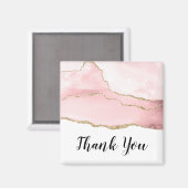 ピンクの赤面アゲートと金ゴールドリボンありがとう マグネット (正面/裏面)