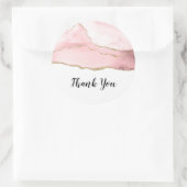 ピンクの赤面アゲートと金ゴールドリボンありがとう ラウンドシール (バッグ)