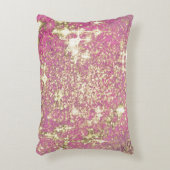 ピンクの赤面アゲートと金ゴールドリボンエレガンス贅沢 アクセントクッション (正面(垂直))
