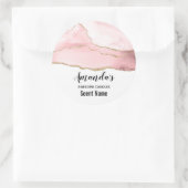 ピンクの赤面アゲートと金ゴールドリボンエレガントキャンドル ラウンドシール (バッグ)