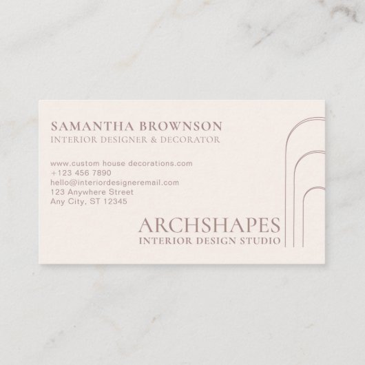 ピンクの赤面アーキテクチャジオメトリインテリア設計者 名刺 (裏面)