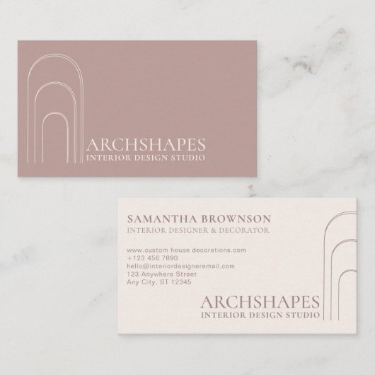 ピンクの赤面アーキテクチャジオメトリインテリア設計者 名刺 (正面/裏面)